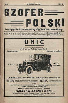 Szofer Polski : dwutygodnik ilustrowany ogólno automobilowy. 1927, nr 24