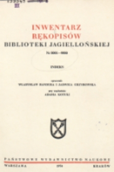 Inwentarz rękopisów Biblioteki Jagiellońskiej : nr 8001-9000. Indeks