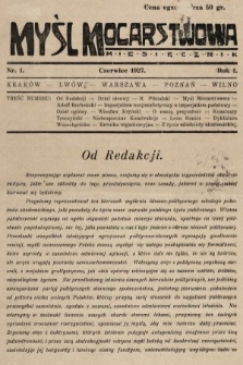 Myśl Mocarstwowa: miesięcznik. 1927, nr 1