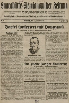 Laurahütte-Siemianowitzer Zeitung : enzige älteste und gelesenste Zeitung von Laurahütte-Siemianowitz mit wöchentlicher Unterhaitungsbeilage. 1930, nr 1