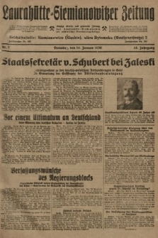 Laurahütte-Siemianowitzer Zeitung : enzige älteste und gelesenste Zeitung von Laurahütte-Siemianowitz mit wöchentlicher Unterhaitungsbeilage. 1930, nr 7