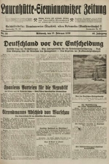 Laurahütte-Siemianowitzer Zeitung : enzige älteste und gelesenste Zeitung von Laurahütte-Siemianowitz mit wöchentlicher Unterhaitungsbeilage. 1930, nr 24