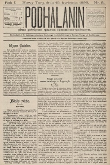 Podhalanin : pismo poświęcone sprawom ekonomiczno-społecznym. R. 1, 1899, nr 8