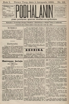 Podhalanin : pismo poświęcone sprawom ekonomiczno-społecznym. R. 1, 1899, nr 22