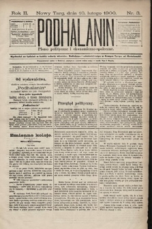 Podhalanin : pismo polityczne i ekonomiczno-społeczne. R. 2, 1900, nr 3