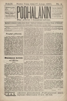 Podhalanin : pismo polityczne i ekonomiczno-społeczne. R. 2, 1900, nr 4