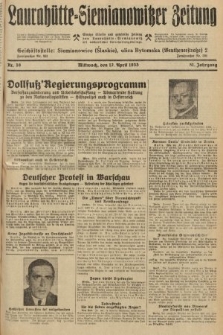 Laurahütte-Siemianowitzer Zeitung : enzige älteste und gelesenste Zeitung von Laurahütte-Siemianowitz mit wöchentlicher Unterhaitungsbeilage. 1933, nr 58