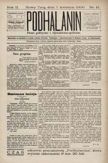 Podhalanin : pismo polityczne i ekonomiczno-społeczne. R. 2, 1900, nr 11