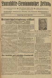 Laurahütte-Siemianowitzer Zeitung : enzige älteste und gelesenste Zeitung von Laurahütte-Siemianowitz mit wöchentlicher Unterhaitungsbeilage. 1933, nr 91