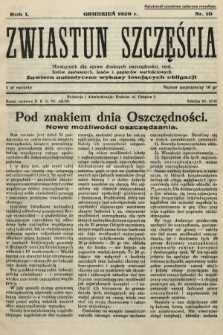 Zwiastun Szczęścia : miesięcznik dla spraw drobnych oszczędności, rent, listów zastawnych, losów i papierów wartościowych. 1929, nr 10