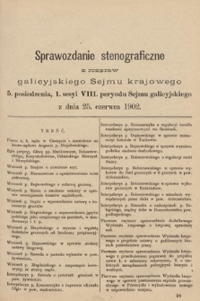 [Kadencja VIII, sesja I, pos. 5] Sprawozdanie Stenograficzne z Rozpraw Galicyjskiego Sejmu Krajowego. 5. Posiedzenie 1. Sesyi VIII. Peryodu Sejmu Galicyjskiego