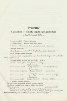 [Kadencja III, sesja IV, pos. 3] Protokoły z 4. Sesyi III. Peryodu Sejmu Krajowego Królestwa Galicyi i Lodomeryi z Wielkiem Księstwem Krakowskiem w roku 1873/4. Protokół 3