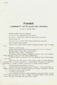 [Kadencja III, sesja IV, pos. 8] Protokoły z 4. Sesyi III. Peryodu Sejmu Krajowego Królestwa Galicyi i Lodomeryi z Wielkiem Księstwem Krakowskiem w roku 1873/4. Protokół 8