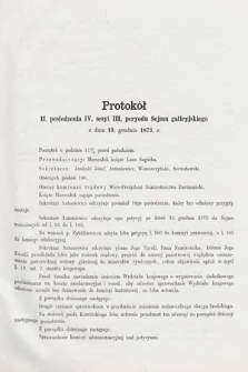 [Kadencja III, sesja IV, pos. 11] Protokoły z 4. Sesyi III. Peryodu Sejmu Krajowego Królestwa Galicyi i Lodomeryi z Wielkiem Księstwem Krakowskiem w roku 1873/4. Protokół 11