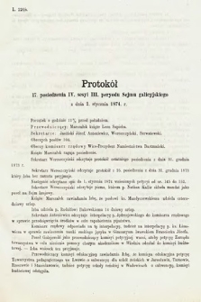 [Kadencja III, sesja IV, pos. 17] Protokoły z 4. Sesyi III. Peryodu Sejmu Krajowego Królestwa Galicyi i Lodomeryi z Wielkiem Księstwem Krakowskiem w roku 1873/4. Protokół 17