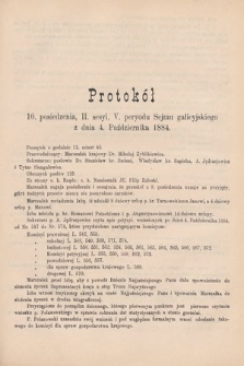 [Kadencja V, sesja II, pos. 10] Protokoły z 2. Sesyi V. Peryodu Sejmu Krajowego Królestwa Galicyi i Lodomeryi z Wielkiem Księstwem Krakowskiem w roku 1884. Protokół 10