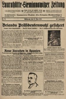 Laurahütte-Siemianowitzer Zeitung : enzige älteste und gelesenste Zeitung von Laurahütte-Siemianowitz mit wöchentlicher Unterhaitungsbeilage. 1931, nr 73