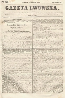 Gazeta Lwowska. 1852, nr 92