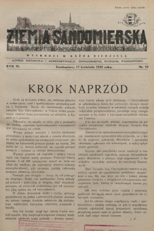 Ziemia Sandomierska : czasopismo samorządowo-społeczne. R. IV, 1932, nr 13