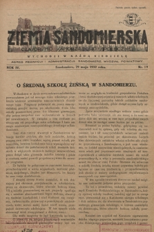 Ziemia Sandomierska : czasopismo samorządowo-społeczne. R. IV, 1932, nr 19