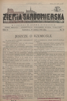 Ziemia Sandomierska : czasopismo samorządowo-społeczne. R. IV, 1932, nr 22