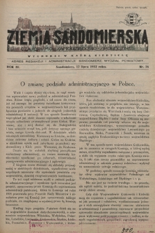 Ziemia Sandomierska : czasopismo samorządowo-społeczne. R. IV, 1932, nr 26