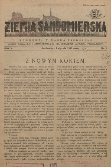 Ziemia Sandomierska : czasopismo samorządowo-społeczne. R. V, 1933, nr 1