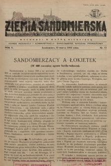 Ziemia Sandomierska : czasopismo samorządowo-społeczne. R. V, 1933, nr 11