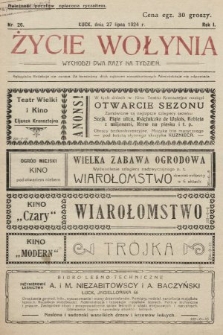 Życie Wołynia : czasopismo bezpartyjne, myśli i czynowi polskiemu na Wołyniu poświęcone. 1924, nr 26