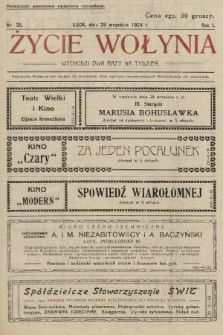 Życie Wołynia : czasopismo bezpartyjne, myśli i czynowi polskiemu na Wołyniu poświęcone. 1924, nr 35