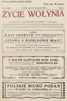 Życie Wołynia : czasopismo bezpartyjne, myśli i czynowi polskiemu na Wołyniu poświęcone. 1925, nr 39