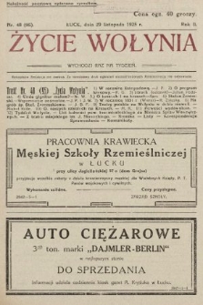 Życie Wołynia : czasopismo bezpartyjne, myśli i czynowi polskiemu na Wołyniu poświęcone. 1925, nr 48