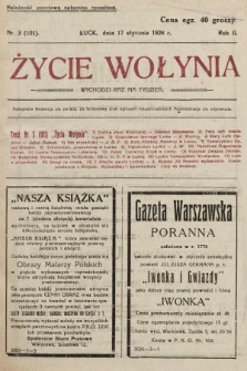 Życie Wołynia : czasopismo bezpartyjne, myśli i czynowi polskiemu na Wołyniu poświęcone. 1926, nr 3