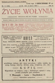 Życie Wołynia : czasopismo bezpartyjne, myśli i czynowi polskiemu na Wołyniu poświęcone. 1926, nr 11