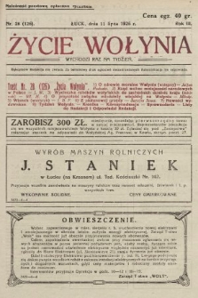 Życie Wołynia : czasopismo bezpartyjne, myśli i czynowi polskiemu na Wołyniu poświęcone. 1926, nr 28