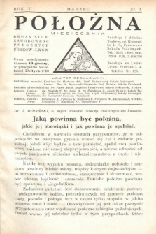 Położna : organ Stowarzyszenia Zawodowego Położnych. 1931, nr 3