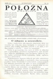 Położna : organ Stowarzyszenia Zawodowego Położnych. 1931, nr 8