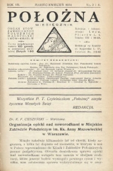 Położna : organ Stowarzyszenia Zawodowego Położnych Małopolski Lwów - Kraków. 1934, nr 3-4