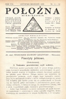 Położna : organ Stowarzyszenia Zawodowego Położnych Małopolski Lwów - Kraków. 1935, nr 11-12