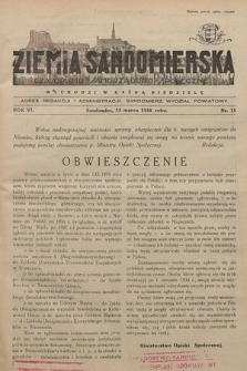 Ziemia Sandomierska : czasopismo samorządowo-społeczne. R. VI, 1934, nr 11