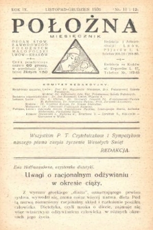Położna : organ Stowarzyszenia Zawodowego Położnych Małopolski. 1936, nr 11-12