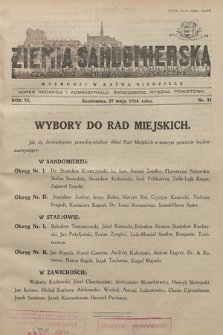 Ziemia Sandomierska : czasopismo samorządowo-społeczne. R. VI, 1934, nr 21