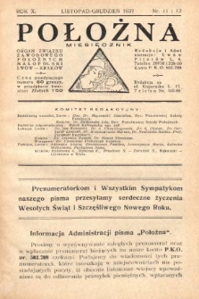 Położna : organ Stowarzyszenia Zawodowego Położnych Małopolski. 1937, nr 11-12