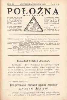 Położna : organ Stowarzyszenia Zawodowego Położnych Małopolski Lwów - Kraków. 1938, nr 9-10