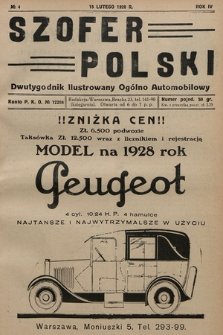 Szofer Polski : dwutygodnik ilustrowany ogólno automobilowy. 1928, nr 4