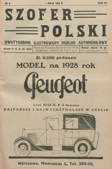 Szofer Polski : dwutygodnik ilustrowany ogólno automobilowy. 1928, nr 9