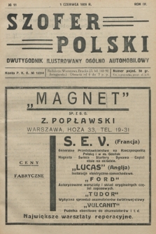 Szofer Polski : dwutygodnik ilustrowany ogólno automobilowy. 1928, nr 11