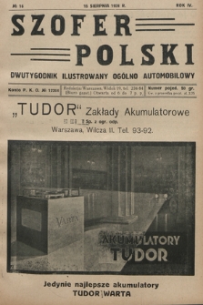 Szofer Polski : dwutygodnik ilustrowany ogólno automobilowy. 1928, nr 16