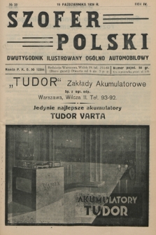 Szofer Polski : dwutygodnik ilustrowany ogólno automobilowy. 1928, nr 20