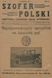 Szofer Polski : dwutygodnik ilustrowany ogólno automobilowy. 1928, nr 21